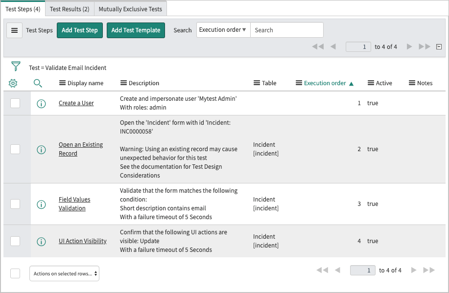 Exercise: Create a Test | ServiceNow Developers