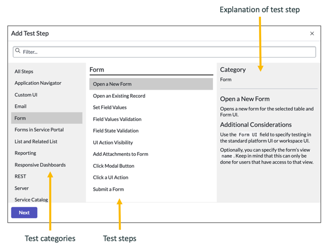 Creating Tests and Adding Test Steps | ServiceNow Developers
