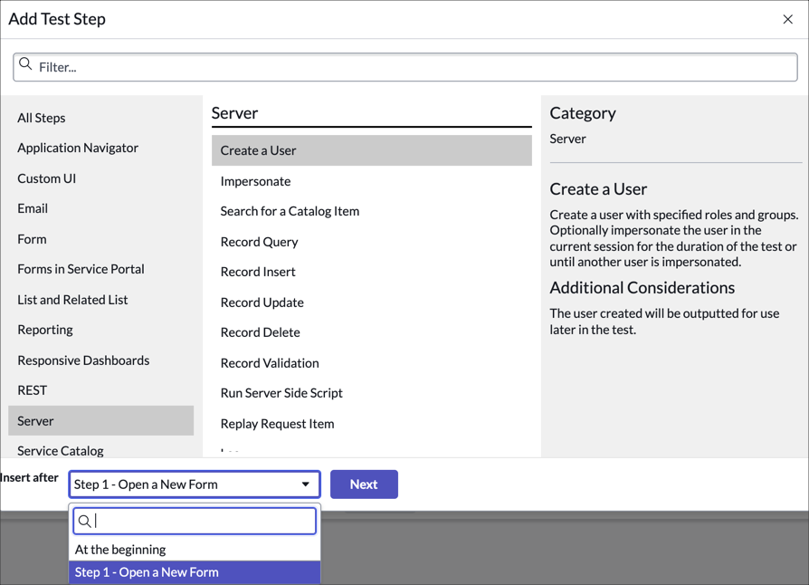 Creating Tests and Adding Test Steps | ServiceNow Developers