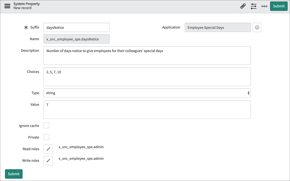 Create Application Properties | ServiceNow Developers