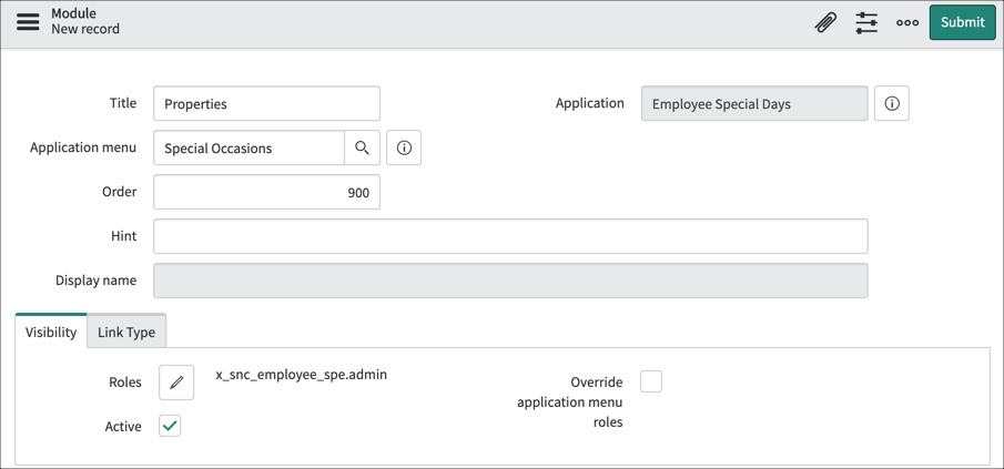 Create Application Properties Module | ServiceNow Developers