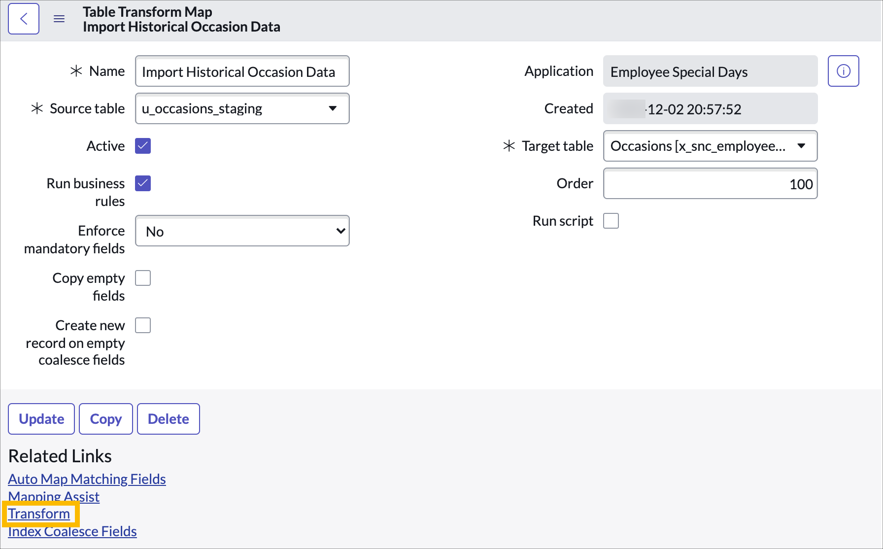 Run a Transform Map | ServiceNow Developers