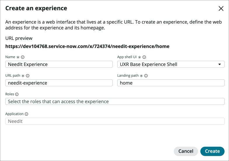 Exercise: Create an Experience | ServiceNow Developers